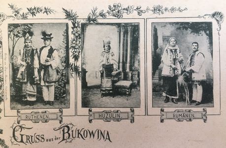 Folklorisierung ethnischer Gruppen: Volksgruppen der Bukowina [Foto: Postkarte aus der Sammlung des Bukowina Instituts].