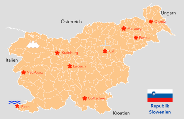 Slowenien - Karte der Kreise [Autorin und Foto: Vanessa Hannesschläger].